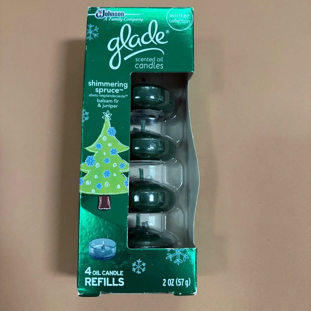 Glade Shimmering Spruce Scented Oil Candle Refills 4ct Winter Collection 2012